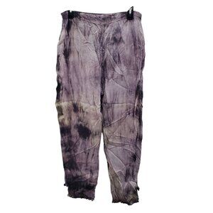 U.R.U URU Women's Vintage Purple Marble Hand Dyed Boho Whimsygoth Pants One Size